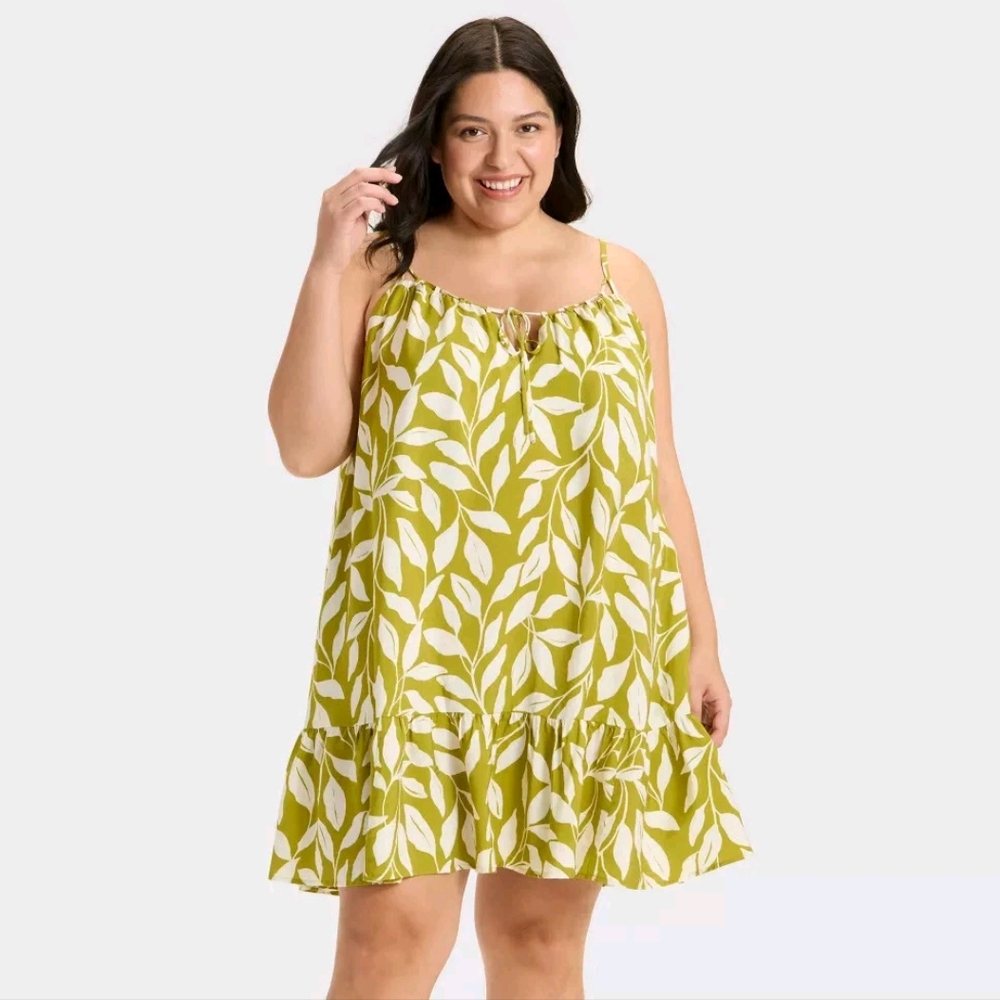NWT Green Leaf Print Sundress Size XXL